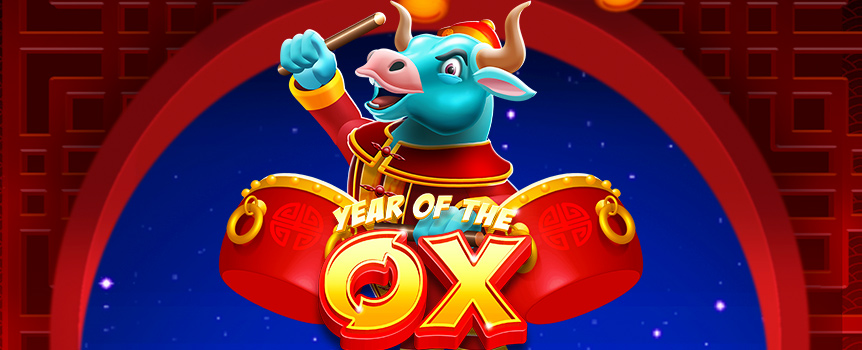 Play the Year of the Ox pokie at Joe Fortune casino.

