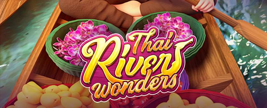 Peaceful waters and endless fortunes await with Thai River Wonders. This 6-reel 5 row pokie has additional reels on reels 2, 3, 4 and 5 and features sticky Wilds-On-the-Way and Free Spins with increasing multipliers!

